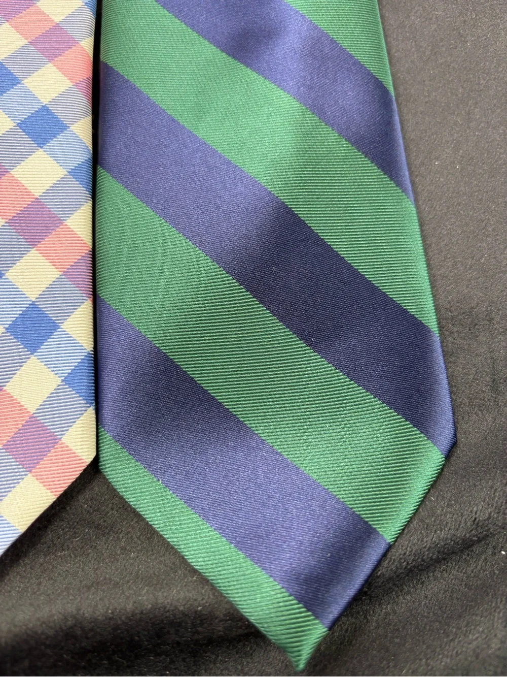 IZOD Men’s Necktie Lot of 3 – Orange, Plaid & Green/Navy Stripe Classic Ties